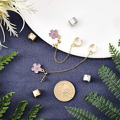 真鍮製イヤーカフ金具 40色 2個  スターとリング  穴あり  ミックスカラー  10.5x11x7mm  穴：0.8mm  20個/カラー&nbsp;KK-FH0004-46