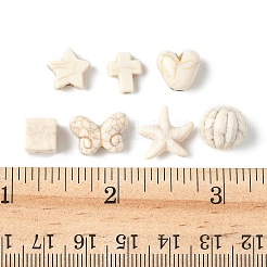 140 шт. 7 вида бусин из синтетического говлита&nbsp;G-FP0001-09