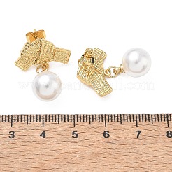 Orecchini pendenti a perno con perle in acciaio inossidabile 304 e plastica ABS.&nbsp;SA-CBA2696-40G
