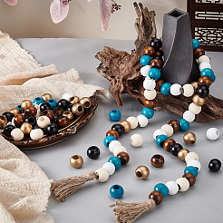 120шт 6 вида деревянных бусин WOOD-WR0001-06