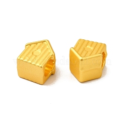 ラックめっき合金欧州ビーズ  大穴ビーズ  ハウス  マットゴールドカラー  10x9x7.5mm  穴：4.5mm&nbsp;PALLOY-K255-11MG