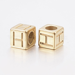 Европейские бусины с большими отверстиями из нержавеющей стали 304&nbsp;LS-STAS-H428-01G-H