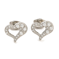 Pendientes de acero inoxidable 304 con micropavé de circonitas cúbicas transparentes&nbsp;EJEW-H018-02P-06