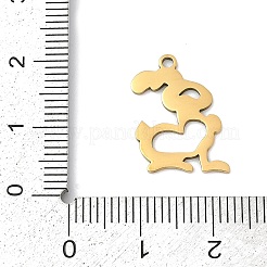 ステンレスペンダント201個  ウサギのチャーム  18KGP本金メッキ  17.5x13x1mm  穴：1.4mm&nbsp;STAS-F316-25G