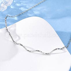 Ожерелья из цепочек волнообразной формы из нержавеющей стали 304 для женщин&nbsp;LS-NJEW-S439-08P