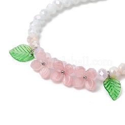 3шт 3 цвета гальванизированные стеклянные бусины плетеные браслеты для женщин BJEW-TA00594