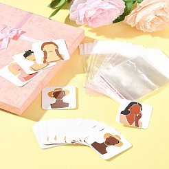 100 шт. 5 стиля квадратных бумажных сережек с принтом девушки CDIS-FS0001-25