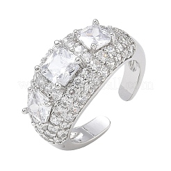 Bagues ouvertes en laiton avec micro pavé de zircones cubiques pour femmes&nbsp;RJEW-L343-13P-03