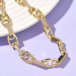 Браслет из овальных звеньев с прозрачным кубическим цирконием&nbsp;BJEW-G773-04G