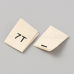 綿製縫製サイズラベル  クラフトラベル  衣類縫製用  数の長方形  7  35x12~13x0.3mm  200個/袋&nbsp;DIY-WH0578-36F