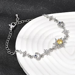 Латунь микро проложить кубического циркония браслеты ссылку&nbsp;BJEW-H639-06P