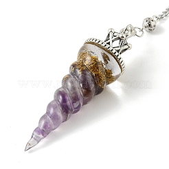 Pendentifs de radiesthésie en résine avec éclats d'améthyste naturelle à l'intérieur&nbsp;GG-CBAEAD2-01B