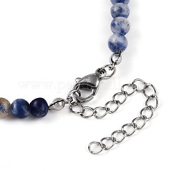 Ожерелья с подвеской в виде цветка из натуральной голубой пятнистой яшмы 4.5 мм&nbsp;NJEW-T016-04D