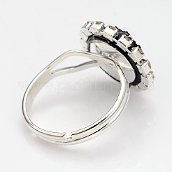 Регулируемые друзы круглые смолы серебристого цвета с латунными кольцами для пальцев RJEW-JR00138-02