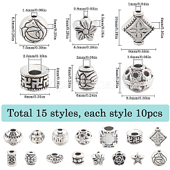 150шт 15 стиля бусины из сплава в тибетском стиле FIND-SC0009-56