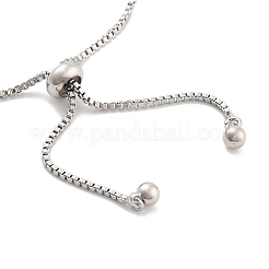 Браслеты-слайдеры с плоской круглой цепочкой из латуни и прозрачным кубическим цирконием BJEW-YWC0002-12B-P