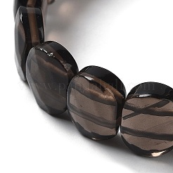 Эластичный браслет из натурального дымчатого кварца с бусинами G-E010-01-07