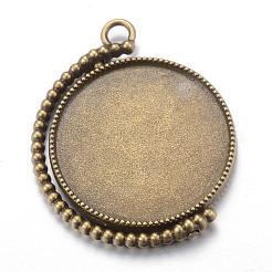 Drehbare Legierung Anhänger Cabochon tibetanische Stil Fassungen&nbsp;PALLOY-S087-012AB