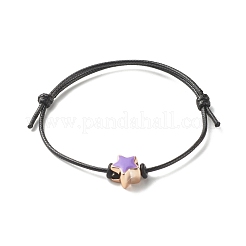 女性のためのスターアクリルエナメルビーズ調節可能なコードブレスレット  ミックスカラー  内径：1-7/8~3-3/8インチ（4.8~8.5cm）&nbsp;BJEW-JB07050