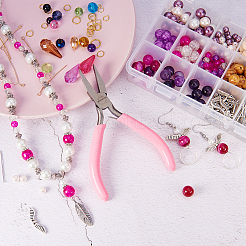 45＃炭素鋼ジュエリープライヤー  フラットペンチ  艶出し  ピンク  12.8x7.65x0.9cm&nbsp;PT-SC0001-05
