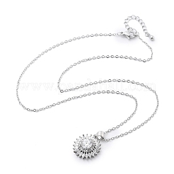 Латунный прозрачный кубический цирконий цветок подвеска ожерелье&nbsp;LS-NJEW-C077-01P