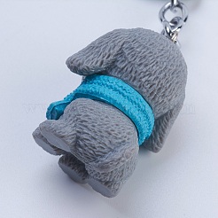 鉄の子犬のキーホルダー  プラスチック付き  スクレイフと犬  混合図形  プラチナ  ミックスカラー  104~112mm&nbsp;KEYC-G042-02