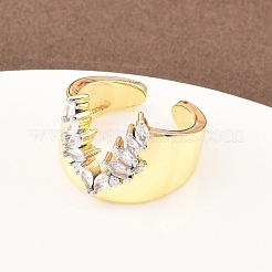 Латунные микро проложить манжеты кольца кубического циркония RJEW-D333-04B-G