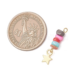 Бусины из окрашенных натуральных пресноводных раковин с подвесками в виде звезд из сплава.&nbsp;PALLOY-JF05030