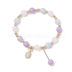 Браслеты из круглых бусин из натурального аквамарина BJEW-JB11933-03