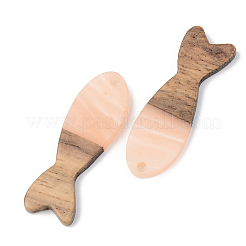 Pendentifs en résine opaque et bois de noyer&nbsp;RESI-S389-054A-C02