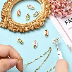 8 шт. 4-х цветные прямоугольные соединительные подвески из латуни и стекла&nbsp;KK-CJ0003-40