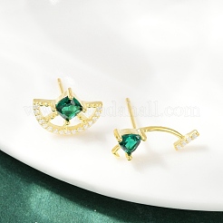 S925 серьги-гвоздики из стерлингового серебра с кубическим цирконием&nbsp;EJEW-V019-01G