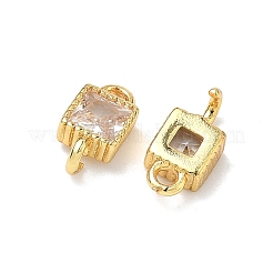 Латунные подвески-коннекторы с квадратными фианитами&nbsp;KK-P348-12G-03