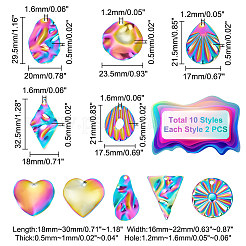 20 шт. 10 подвески из текстурированной нержавеющей стали 201&nbsp;STAS-UN0047-26MC