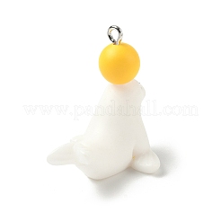 海洋生物の不透明樹脂ペンダント  プラチナ鉄ループ付き  シール  30x23x30mm  穴：2mm&nbsp;LS-FIND-A058-06B