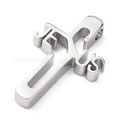 イースター 304 ステンレス ペンダント  イエスの十字架のチャーム  ステンレス鋼色  32.5x20x4.5mm  穴：3.5mm&nbsp;STAS-G384-01A-P