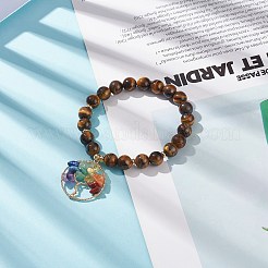 Bracelet extensible en oeil de tigre naturel&nbsp;BJEW-JB08748-03