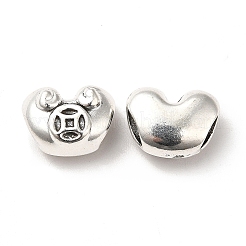チベット風合金ヨーロピアンビーズ  大穴ビーズ  インゴット  アンティークシルバー  10x13x7mm  穴：5x3mm  約417個/1000g&nbsp;PALLOY-M198-03AS