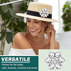 4 шт. цветочный сплав со стеклянными зажимами для обуви со стразами&nbsp;AJEW-FG0003-64D