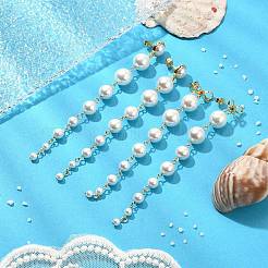 2 пара серег-гвоздиков с кисточками из ракушек и жемчуга для женщин EJEW-JE06195