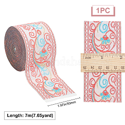 刺繍チロリアンテープ  ジャカードリボン  チロリアンリボン  服飾材料  花柄  ピンク  2
