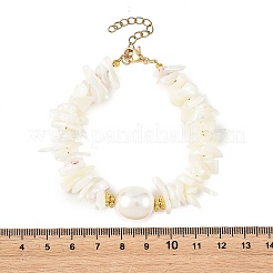 Braccialetti da donna con perle ovali di conchiglia oceanica e schegge di conchiglia naturale.&nbsp;BJEW-JB14396