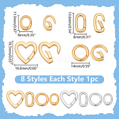 8 шт. 8 стиля латунных пружинных затворных колец&nbsp;KK-WR0001-81