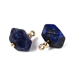 天然石ラピスラズリペンダント  ファセットナゲットチャーム  ゴールデントーン真鍮パーツ  13~15.5x8.5~15x8.5~15mm  穴：1.2~1.8mm  約5個/袋&nbsp;GG-N004-03G-05