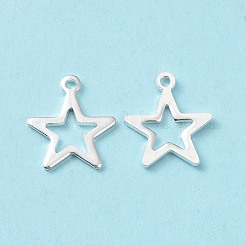 304ステンレススチールチャーム  スター  銀  14.5x12.5x1mm  穴：1.2~1.4mm&nbsp;STAS-L234-095S