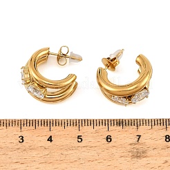 Pendientes de acero inoxidable 304 con micropavé de circonita cúbica para mujer&nbsp;SA-CBAABBA-03G