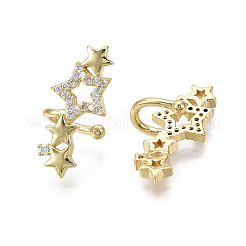 Латунные серьги-манжеты из прозрачного кубического циркония&nbsp;X-EJEW-R114-020G-NF