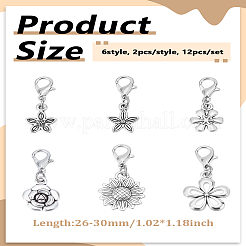 12шт 6стиля подвесные украшения из сплава&nbsp;HJEW-LP00013