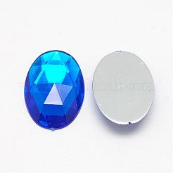アクリルラインストーンフラットバックカボション  多面カット  底面銀メッキ  オーバル  ブルー  40x30x7~7.5mm&nbsp;GACR-Q011-30x40-05