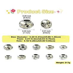 100шт 10 стиля европейские бусины из сплава в тибетском стиле&nbsp;TIBE-CJ0001-32